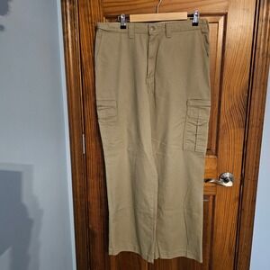 Dickies Men's Khaki Cargo Pants Size 36x30 Cotton Straight Fit Utility Workwear